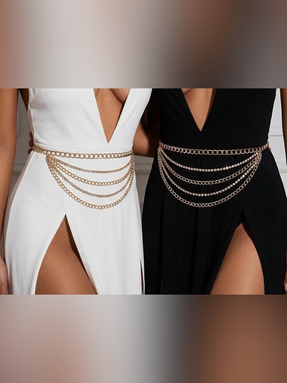 Gold Draped Multi-Chain Rhinestone Waist Belt - Picture 11 of 12